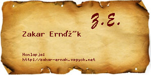 Zakar Ernák névjegykártya